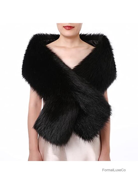 Faux Fur Scarf Wrap Collar Shawl Shrug Winter Neck Warmer Polyester